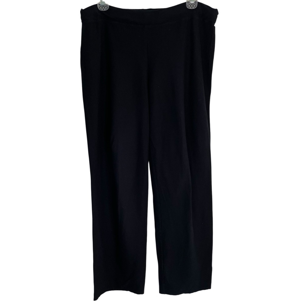 Eileen Fisher Black Stretchy Knit Pants Elastic Waist Size Medium old money chic
